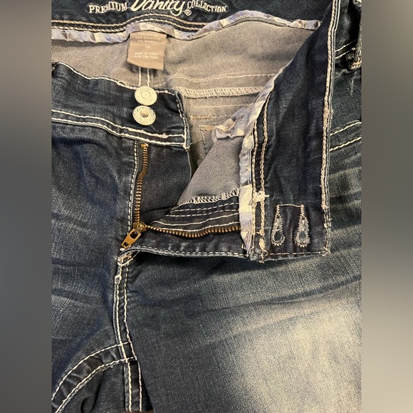 Women’s Vanity Premium Collection Mid-Rise Jeans Dark Washed Cropped Size 14 - Picture 8 of 15